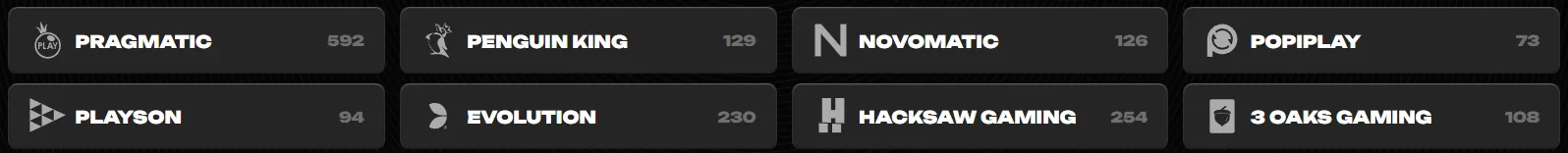 Sélection de jeux de casino en ligne proposée par Spinsy Casino