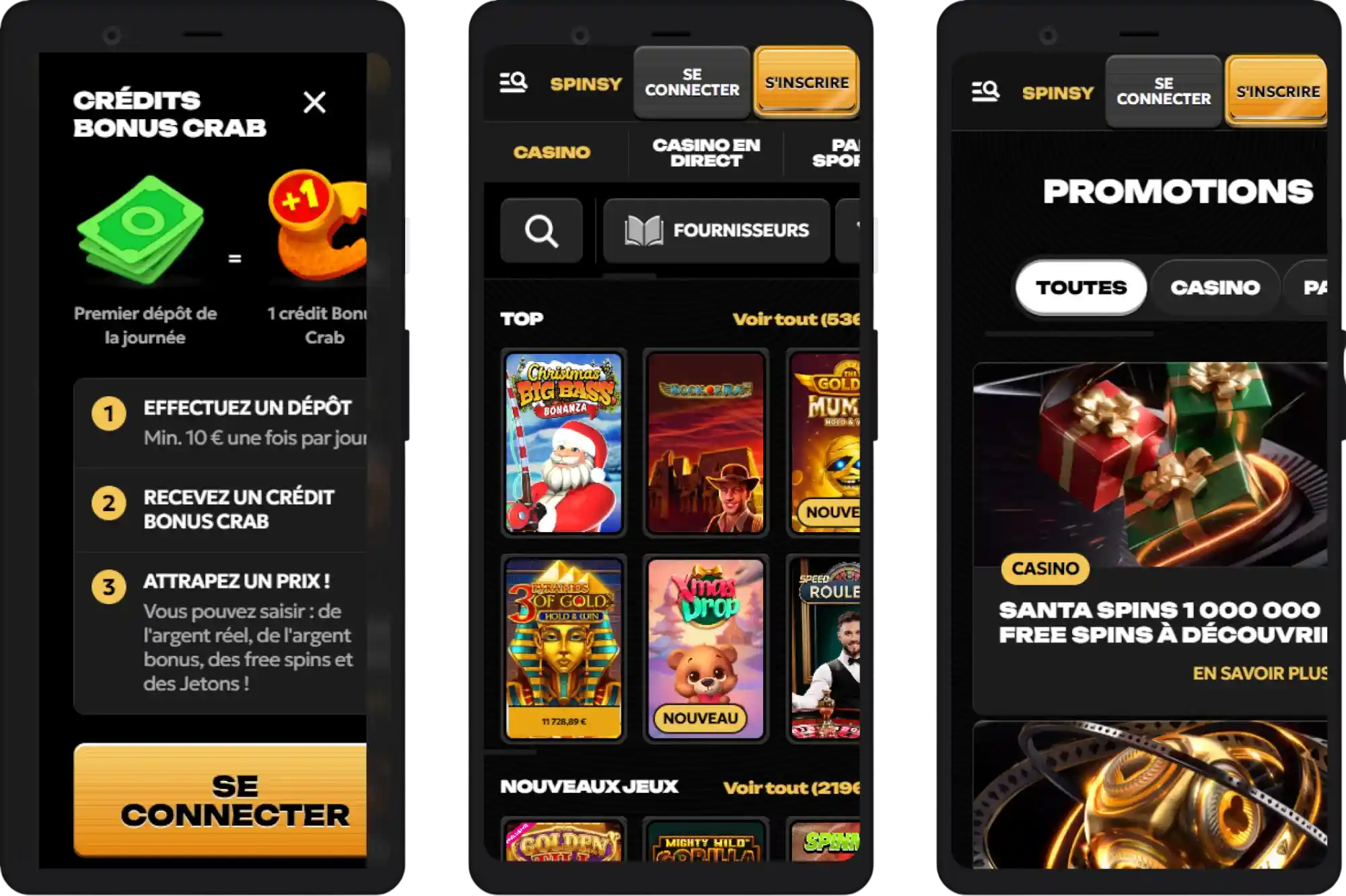 Version mobile du Spinsy Casino pour jouer sur smartphone