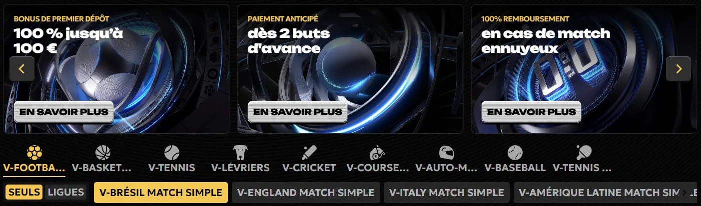 Paris sportifs virtuels proposés par le Spinsy Casino